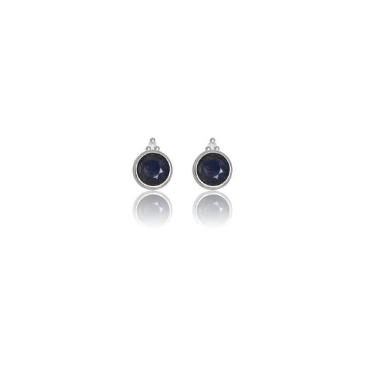 Georgini Natural Sapphire and Two Natural Diamond September Earrings - Silver