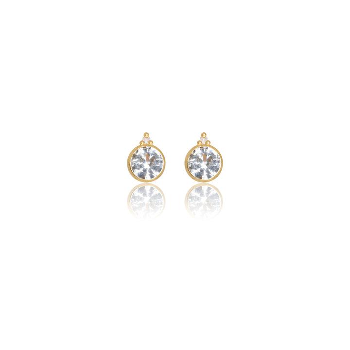 Georgini Natural Topaz and Two Natural Diamond April Earrings - Gold