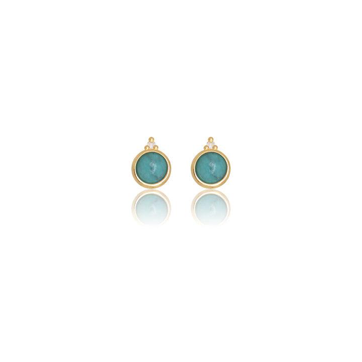 Georgini Natural Turquoise and Two Natural Diamond December Earrings - Gold