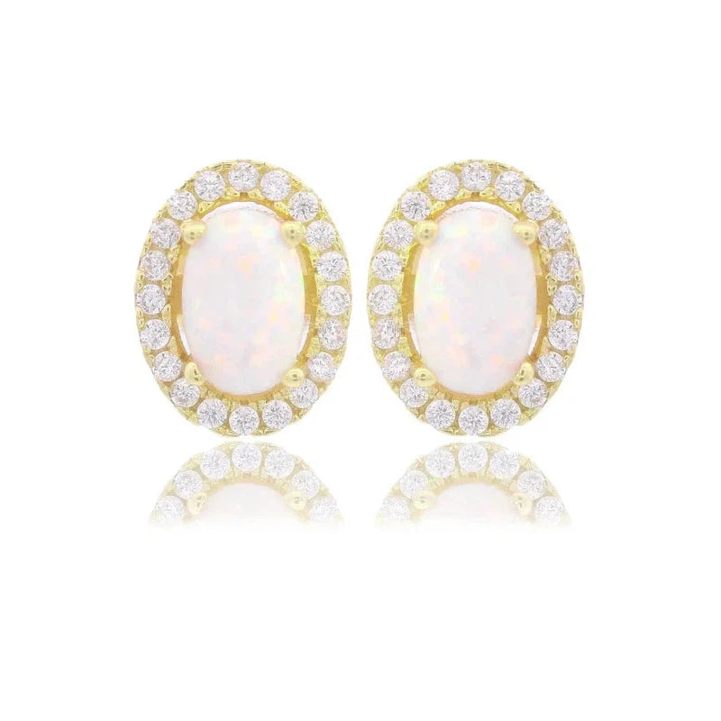 Georgini Opal Glow Blackwattle White Opal Earrings - Gold