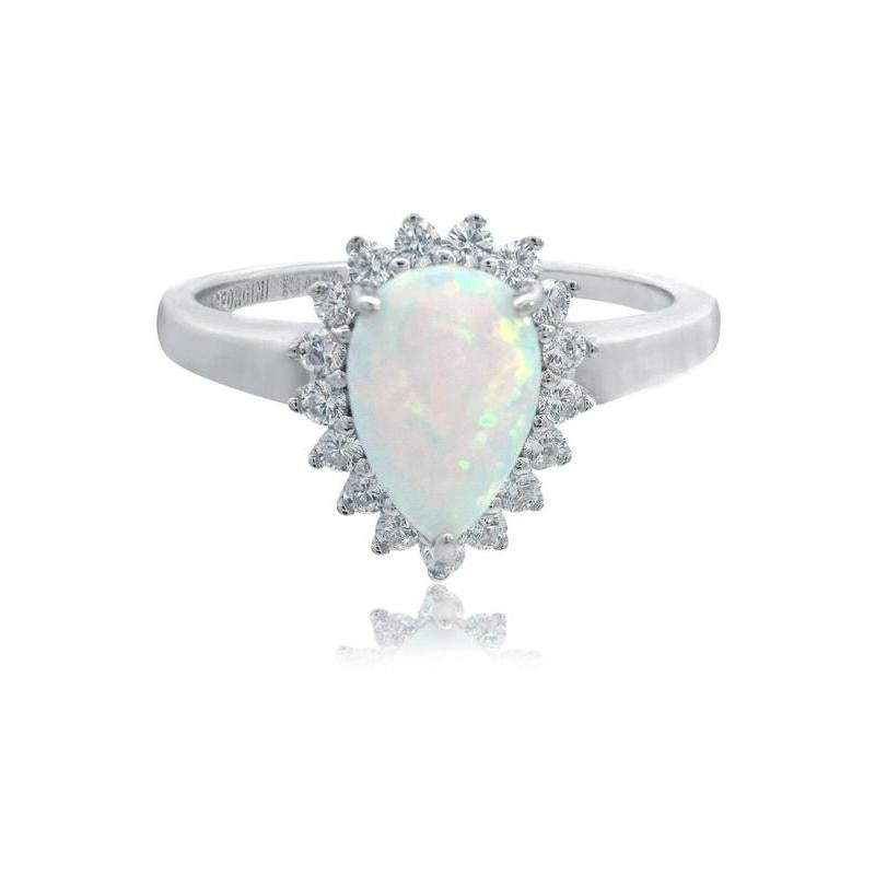 Georgini Opal Glow Rozelle White Silver Opal Ring