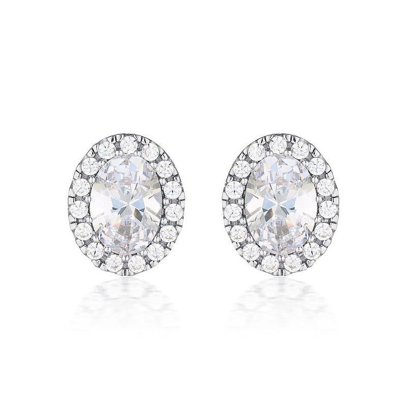 Georgini Oval Halo Silver Stud Earrings