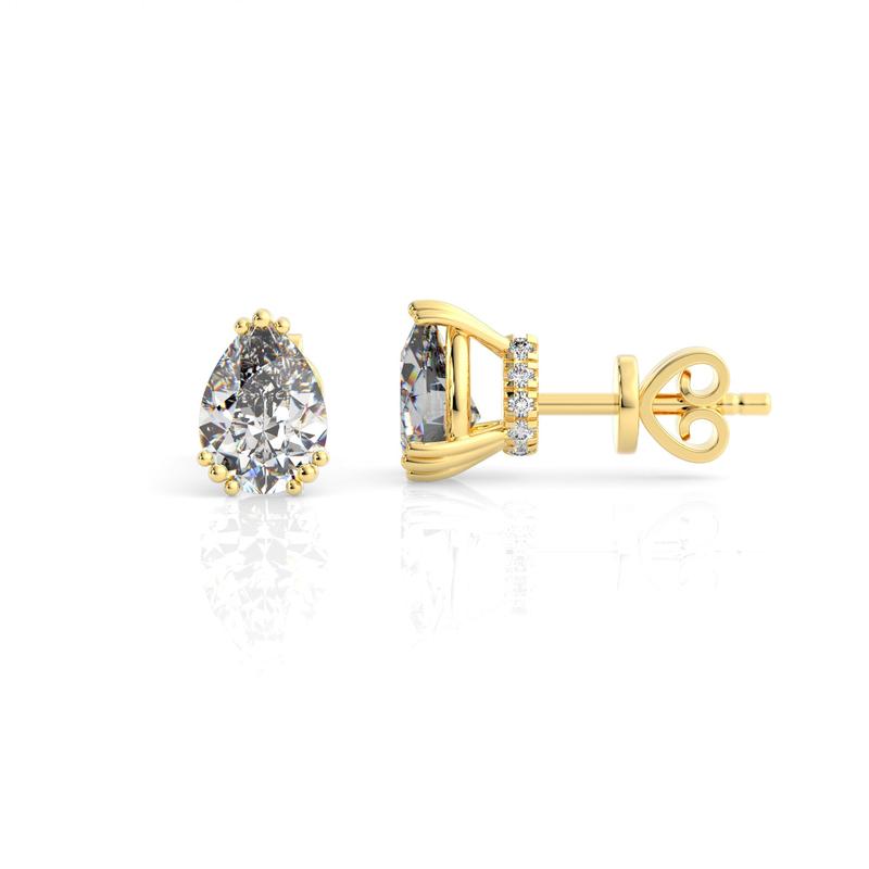Georgini Pear Cut Hidden Halo Gold Stud Earrings