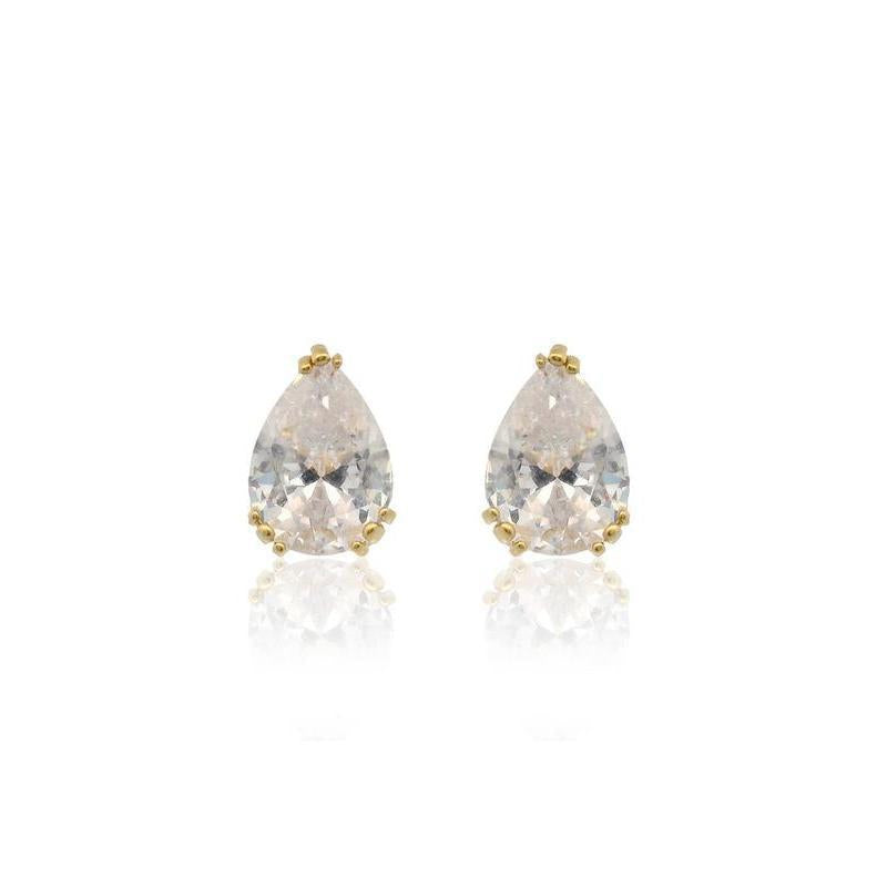 Georgini Pear Cut Hidden Halo Gold Stud Earrings