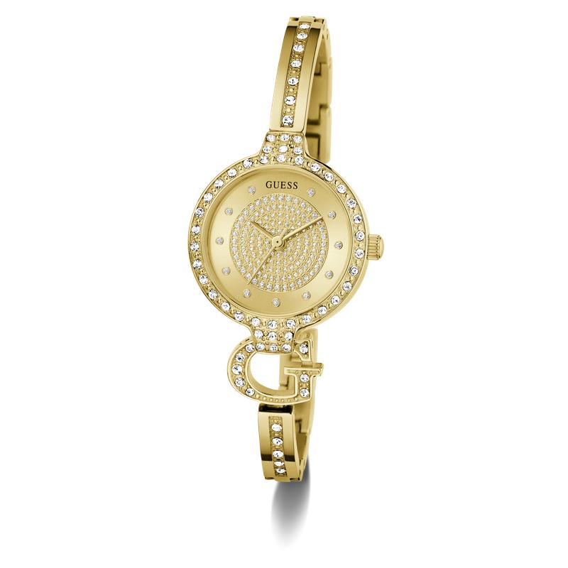 Gues Giselle Gold Tone Analog Watch with Diamond Accents