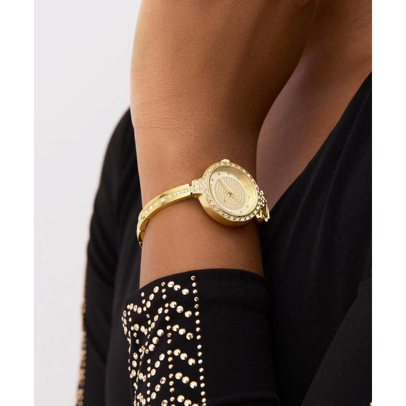 Gues Giselle Gold Tone Analog Watch with Diamond Accents