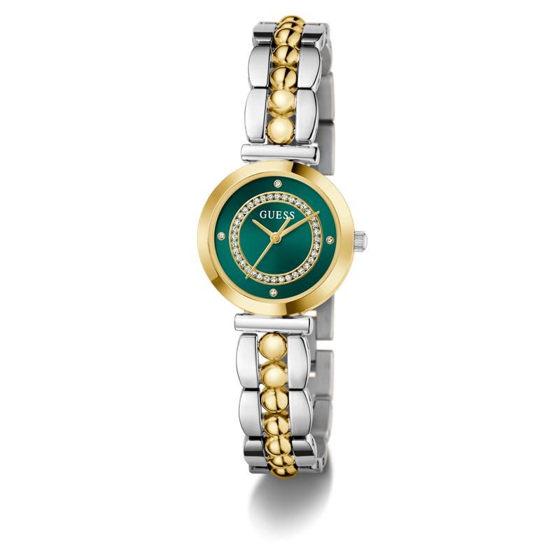 Guess 2-Tone Analog Watch with Green Dial and Gold Accents