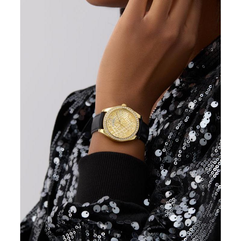 Guess Black Gold Tone Analog Watch