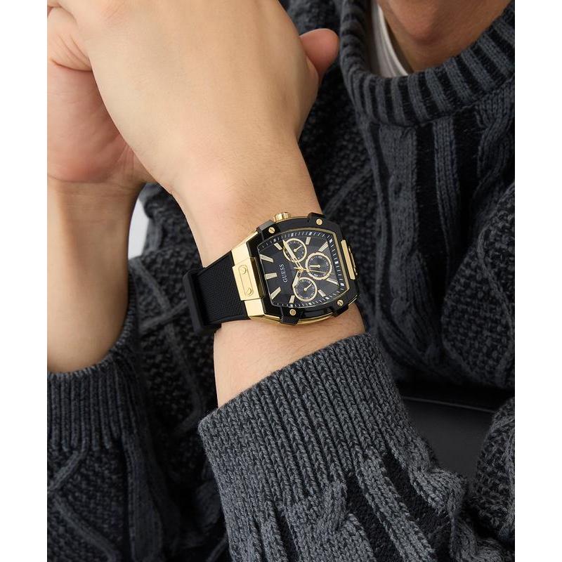 Guess Black Gold Tone Multi-Function Stainless Steel Watch