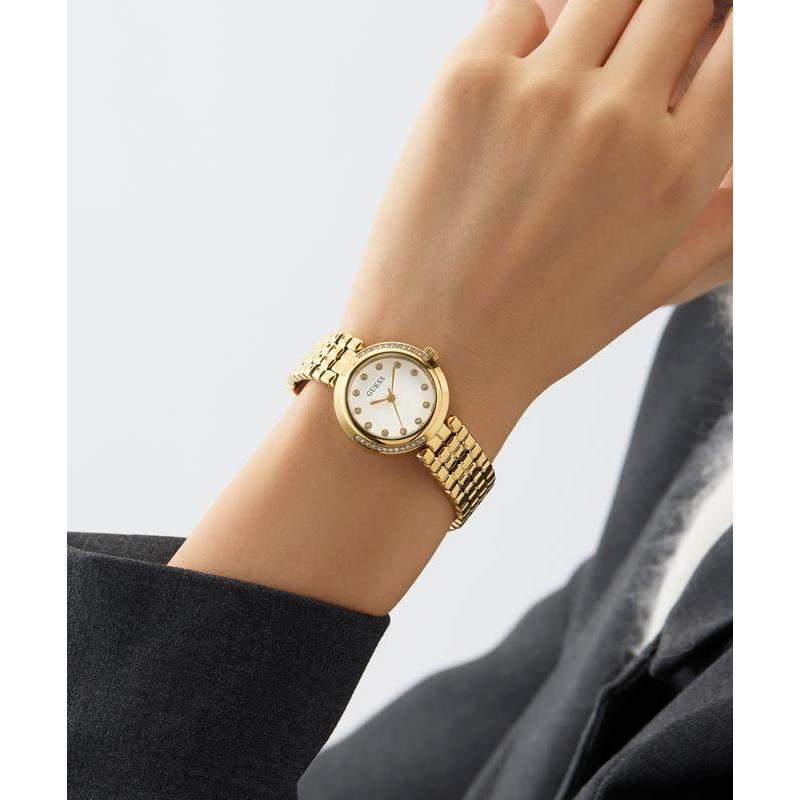 Guess Clara Gold‑Tone Watch with Crystal Dial