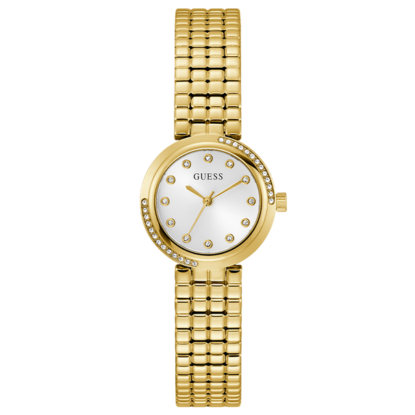 Guess Clara Gold‑Tone Watch with Crystal Dial