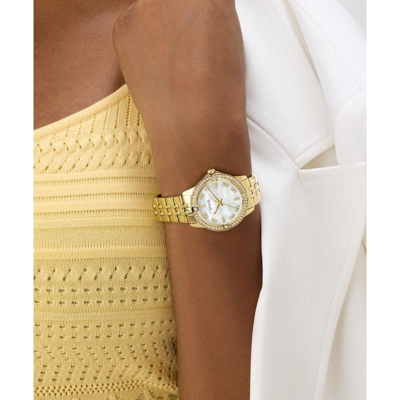 Guess Colette Gold Tone Ladies Analog Watch with Mother‑of‑Pearl Dial