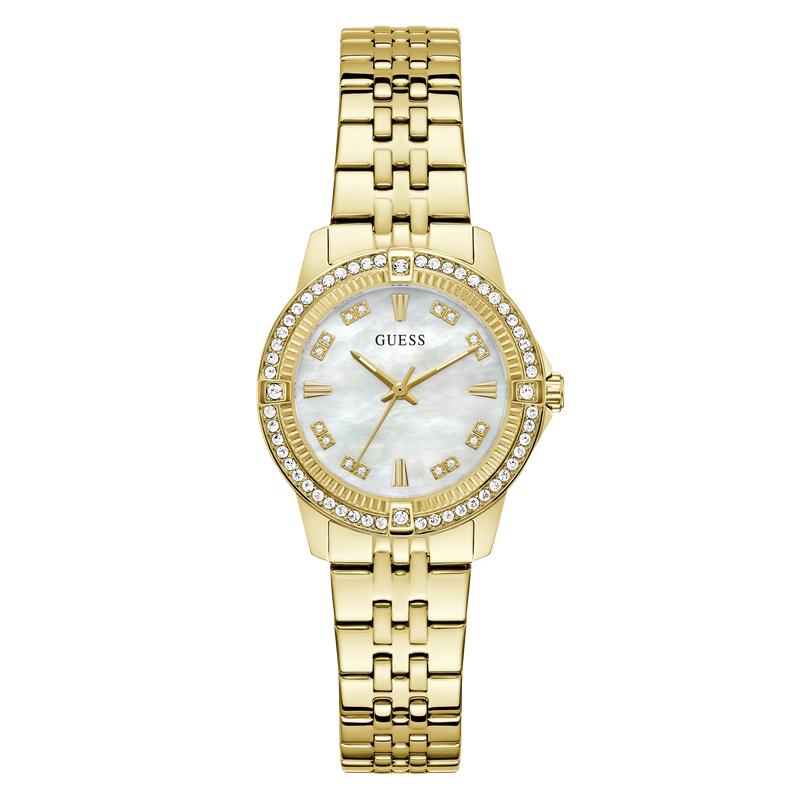 Guess Colette Gold Tone Ladies Analog Watch with Mother‑of‑Pearl Dial