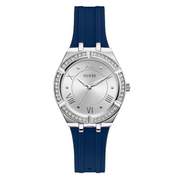 Guess women's blue on sale silicone strap watch