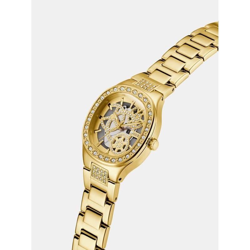 Guess Elegant Gold-Tone Crystal Embellished Analog Watch