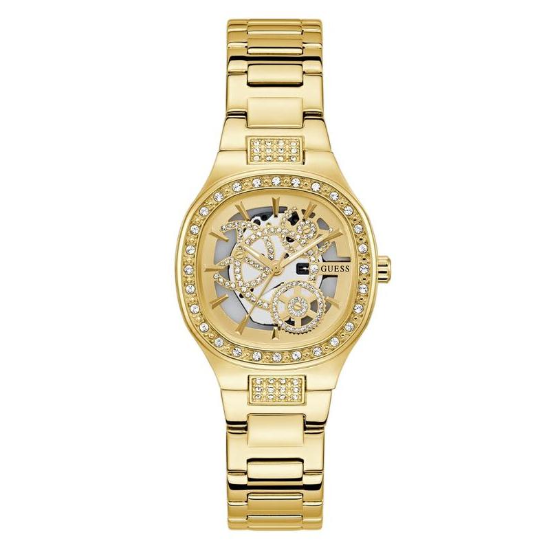 Guess Elegant Gold-Tone Crystal Embellished Analog Watch