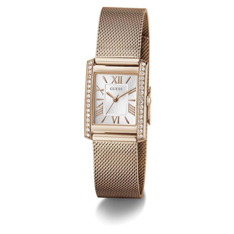 Guess Elegant Rose Gold Tone Analog Watch with Mesh Bracelet