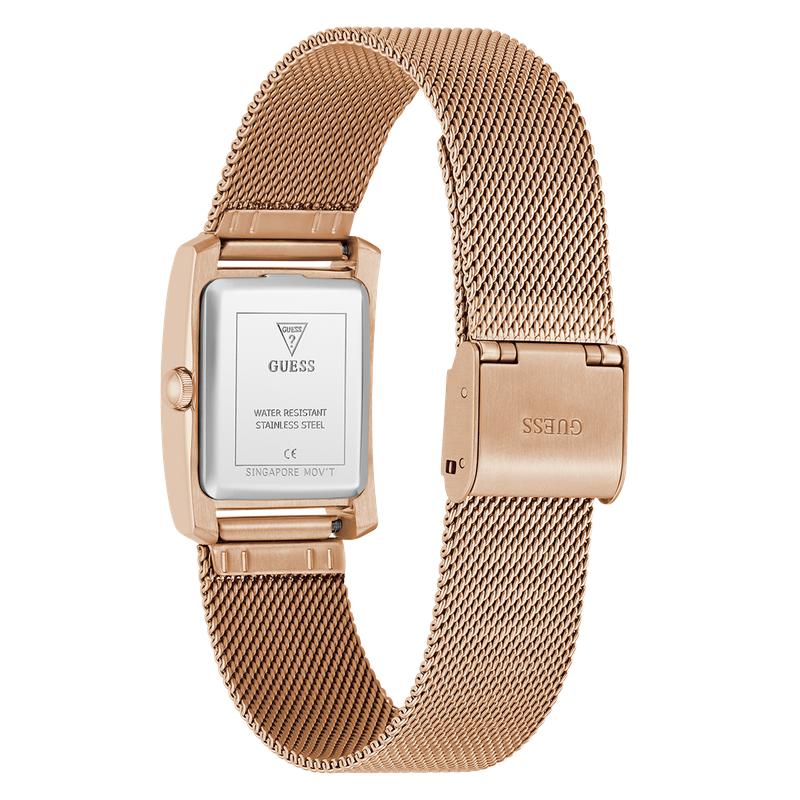 Guess Elegant Rose Gold Tone Analog Watch with Mesh Bracelet