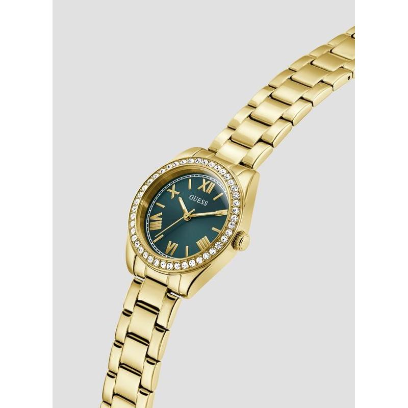 Guess Gold Mini Luna Women's Watch with Green Dial