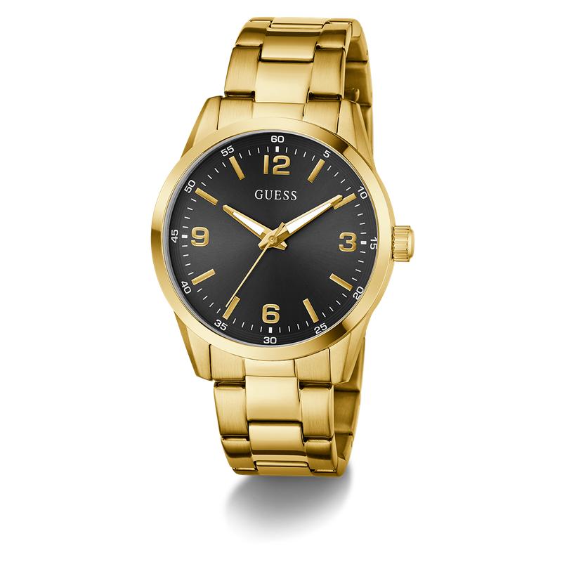 Guess Gold Tone Black Dial Quartz Analog Watch