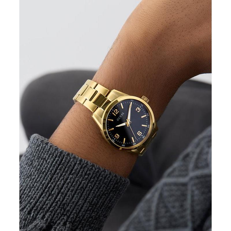 Guess Gold Tone Black Dial Quartz Analog Watch