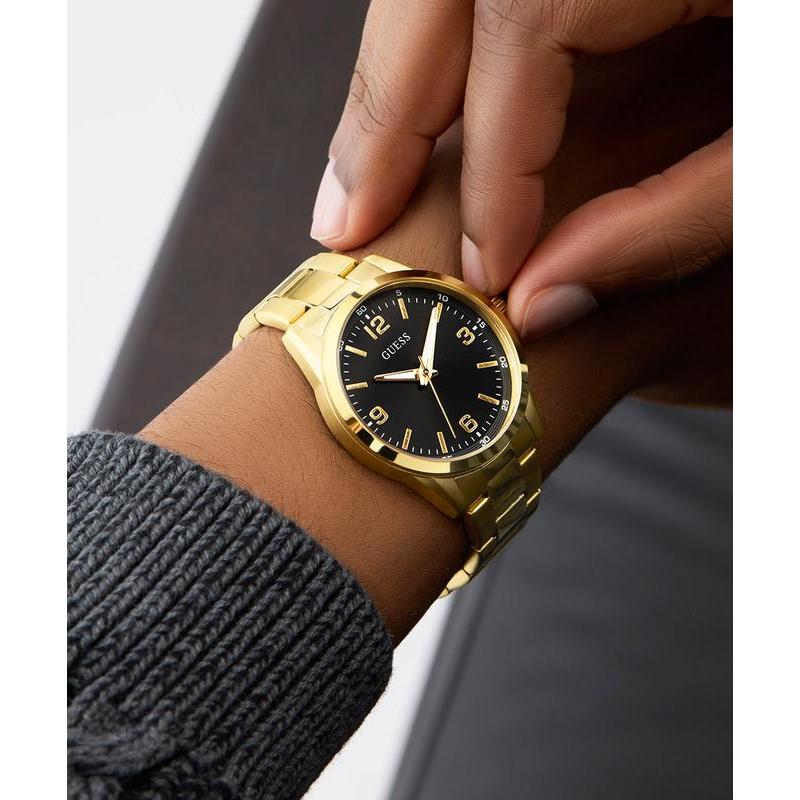 Guess Gold Tone Black Dial Quartz Analog Watch