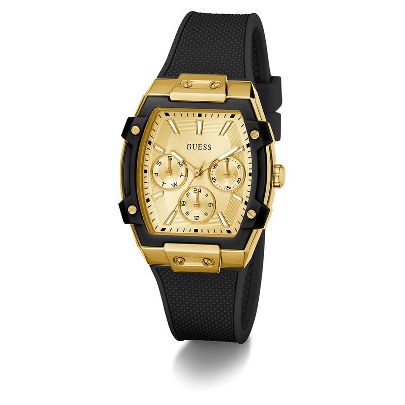 Guess Gold-Tone Black Strap Multi-Function Watch