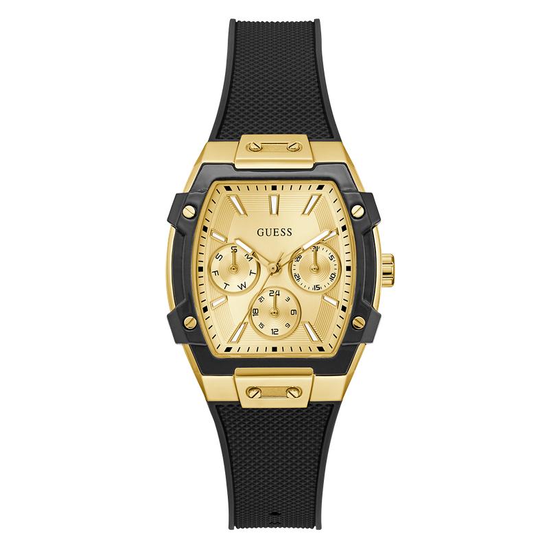 Guess Gold-Tone Black Strap Multi-Function Watch