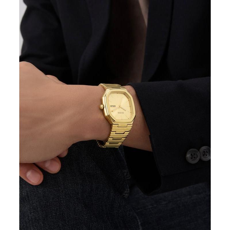 Guess Gold Tone Date Watch with Rectangular Dial