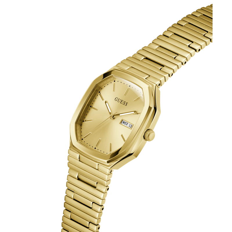 Guess Gold Tone Date Watch with Rectangular Dial