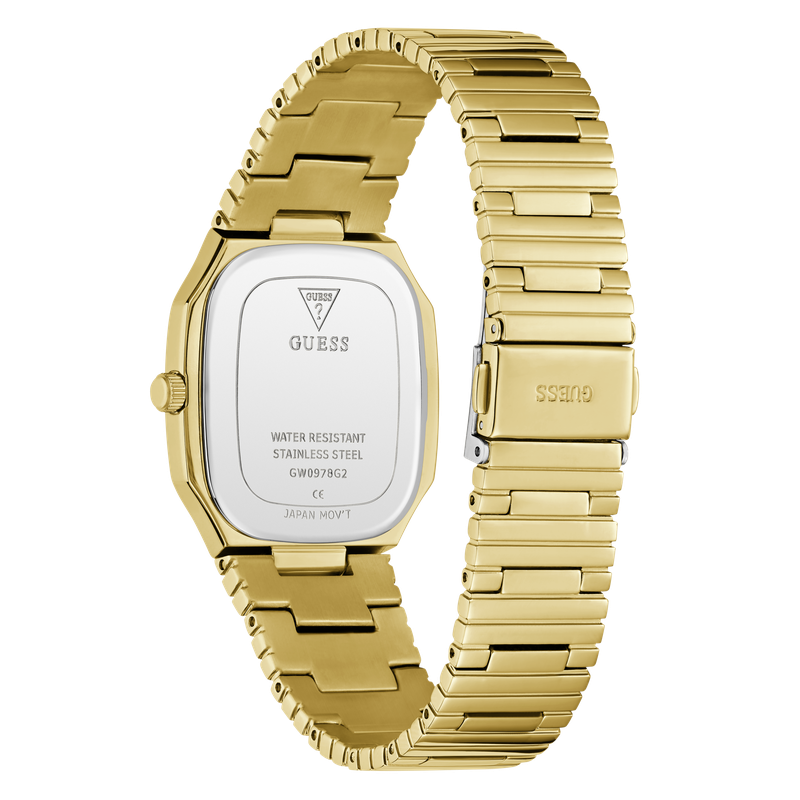 Guess Gold Tone Date Watch with Rectangular Dial