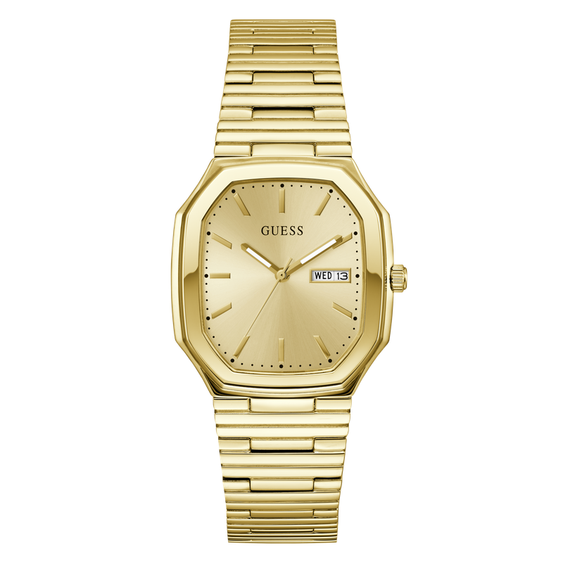 Guess Gold Tone Date Watch with Rectangular Dial
