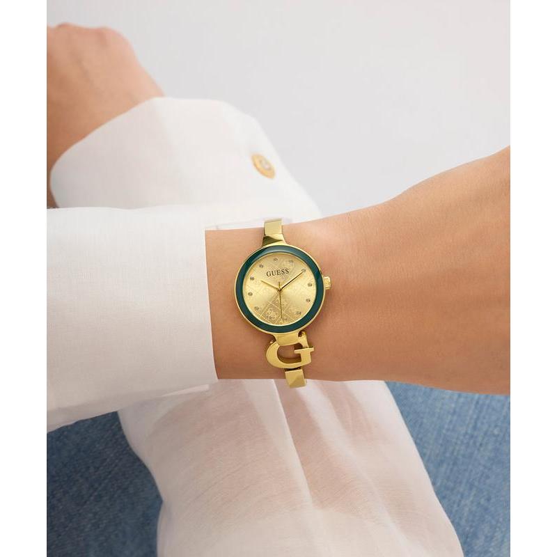 Guess Gold Tone Ladies Analog Watch Gift Set - Interchangeable Bezel