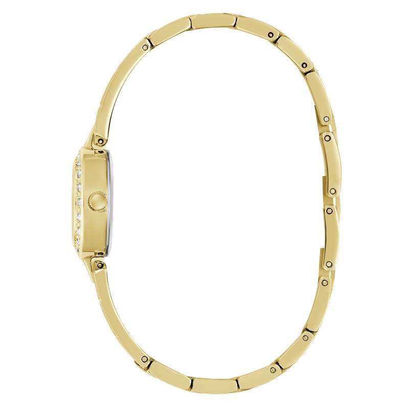 Guess Gold Tone Ladies Analog Watch with Crystal-Studded Bracelet