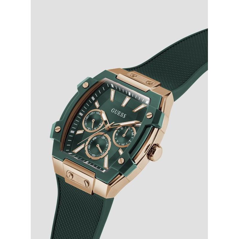 Guess Green Phoenix Men's Watch with Rose Gold Accents