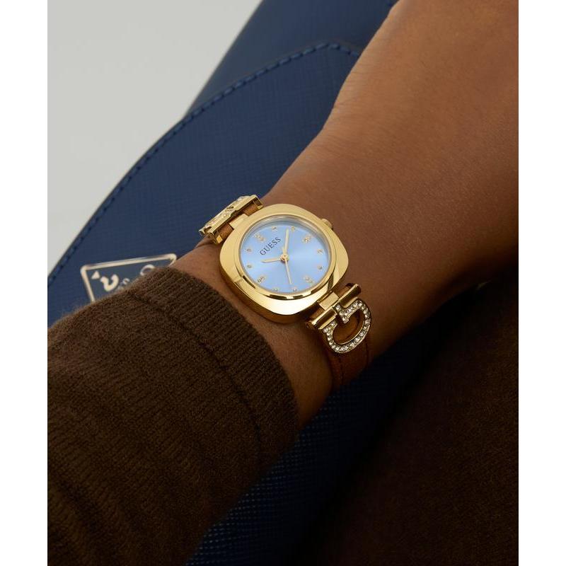 Guess Ladies Brown Gold Tone Analog Watch