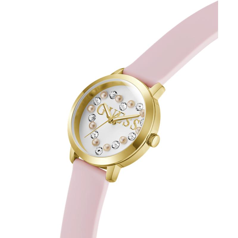 Guess Ladies Pink Gold Tone Analog Watch