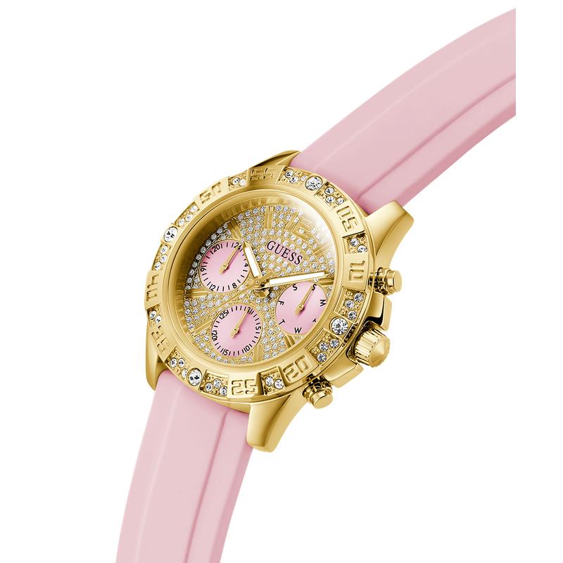 Guess Ladies Pink Gold Tone Analog Watch