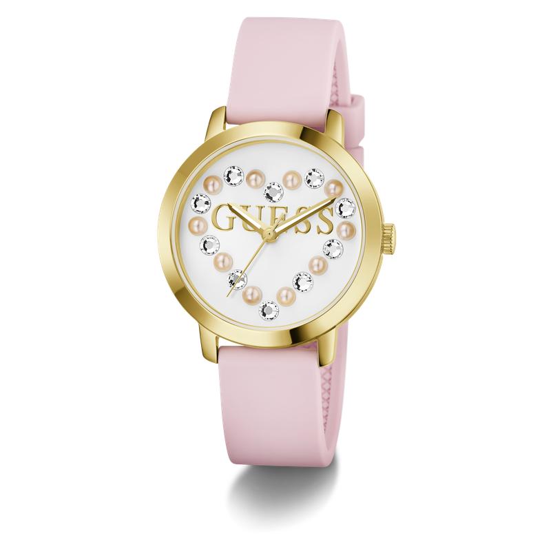 Guess Ladies Pink Gold Tone Analog Watch