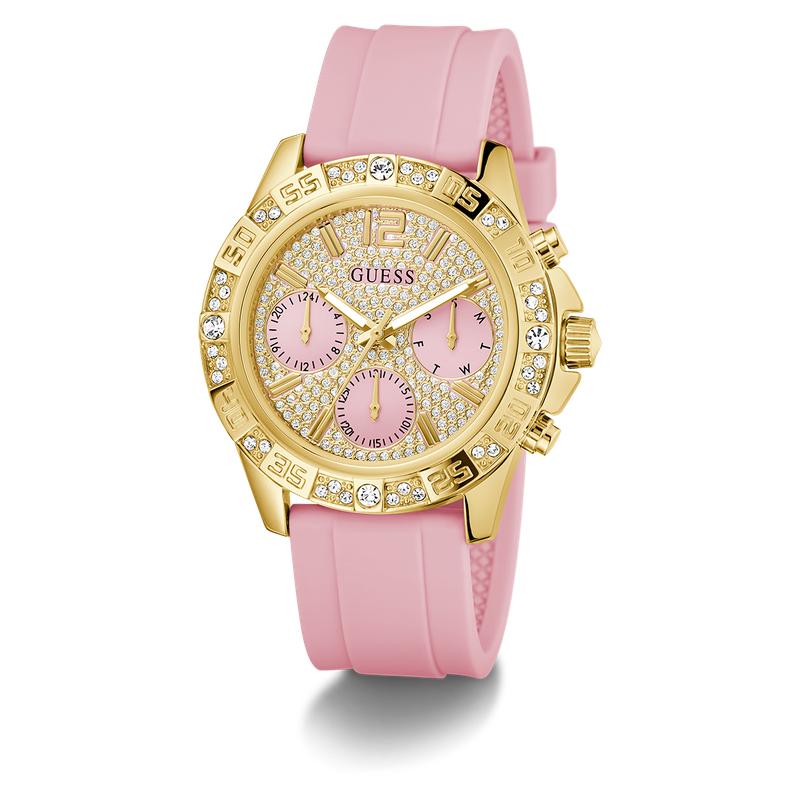Guess Ladies Pink Gold Tone Analog Watch
