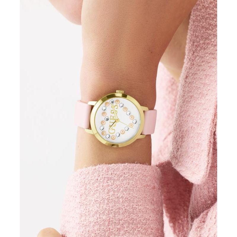 Guess Ladies Pink Gold Tone Analog Watch