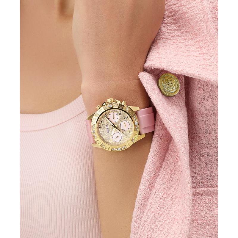Guess Ladies Pink Gold Tone Analog Watch