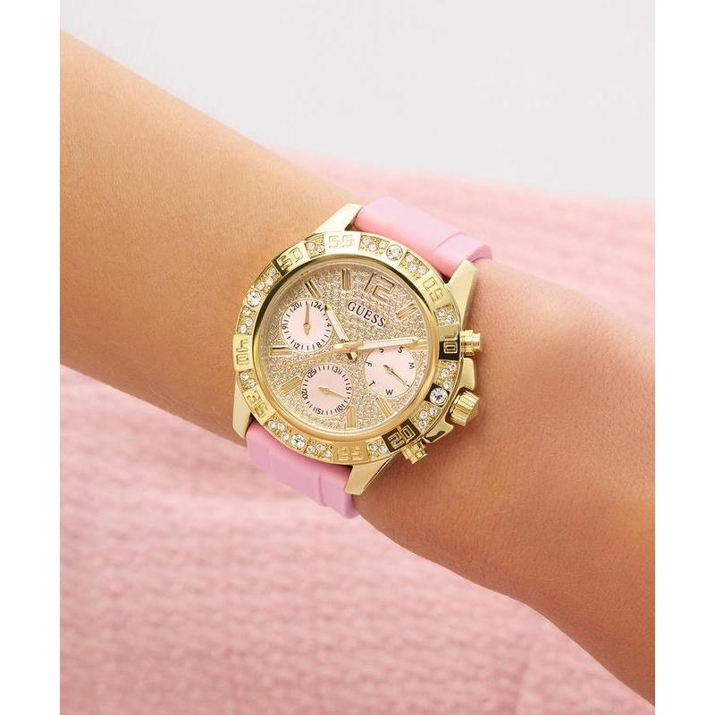 Guess Ladies Pink Gold Tone Analog Watch