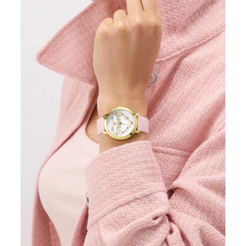 Guess Ladies Pink Gold Tone Analog Watch