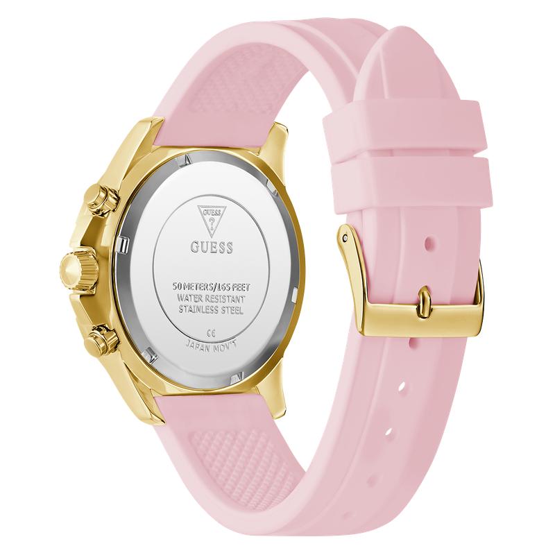 Guess Ladies Pink Gold Tone Analog Watch