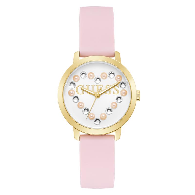 Guess Ladies Pink Gold Tone Analog Watch