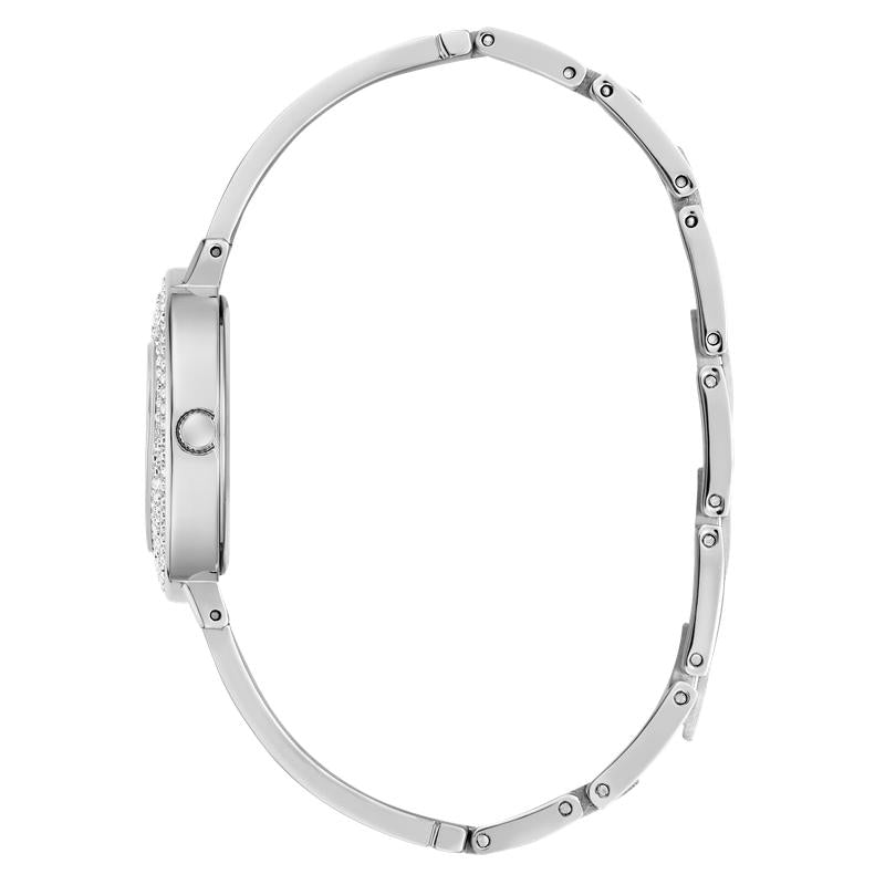 Guess Ladies Silver Tone Analog Watch with Heart-Shaped Dial