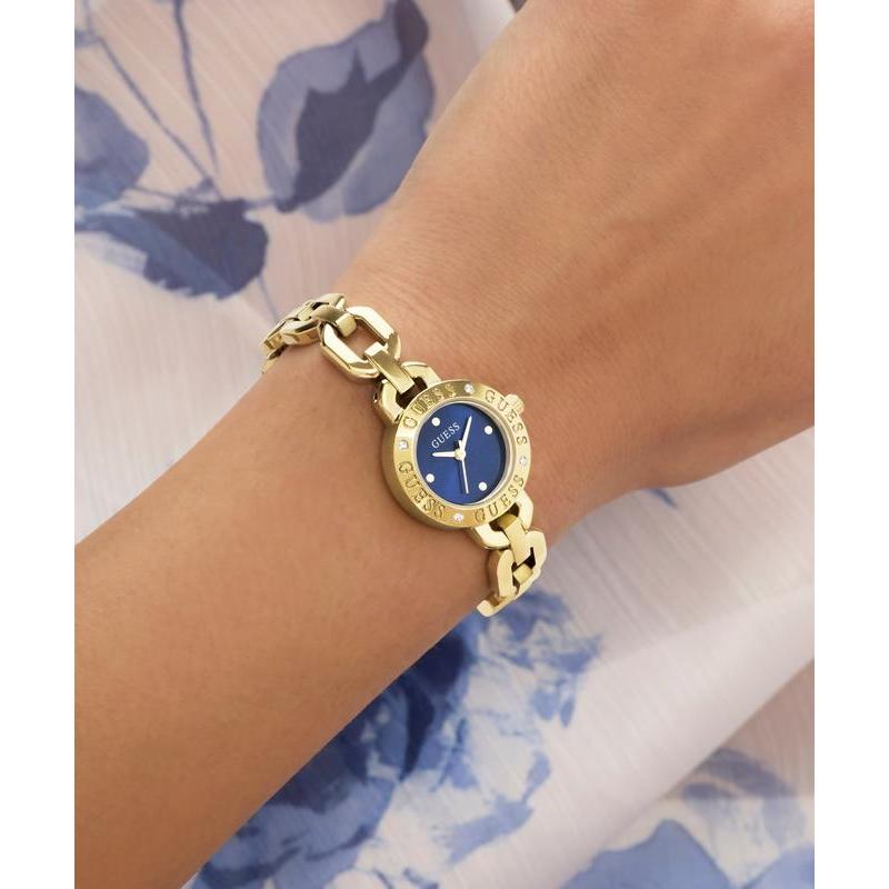 Guess Ladies Siren Gold Tone Analog Watch with Blue Dial