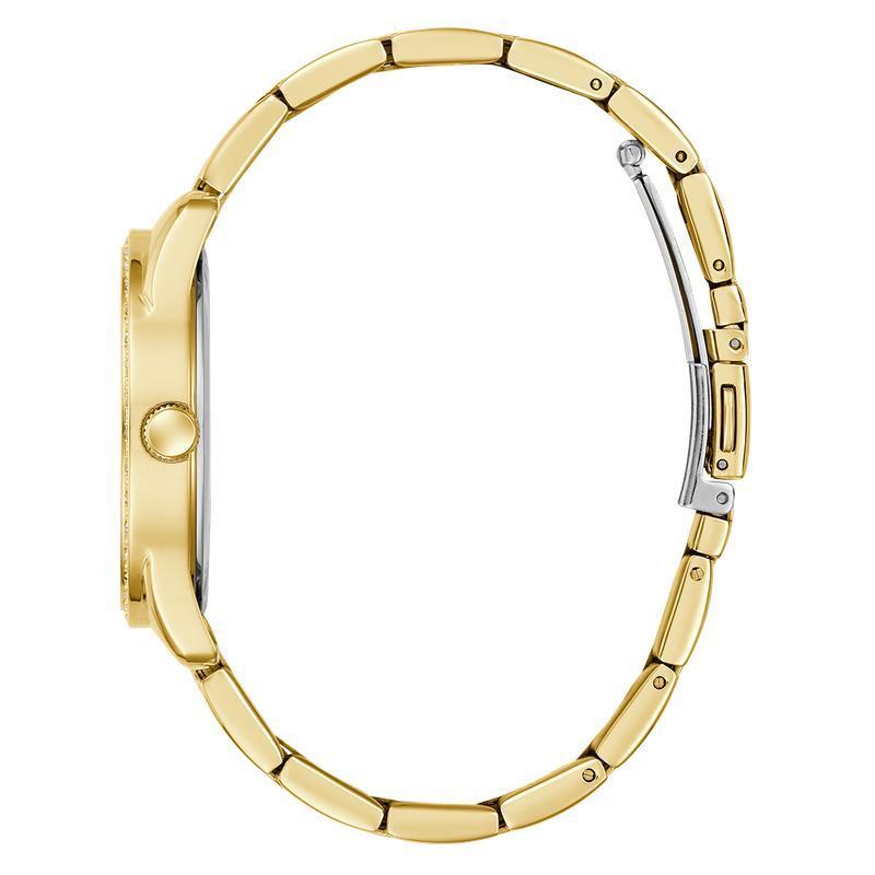 Guess Ladies Tone Analog Quartz Watch with Stoned Bezel