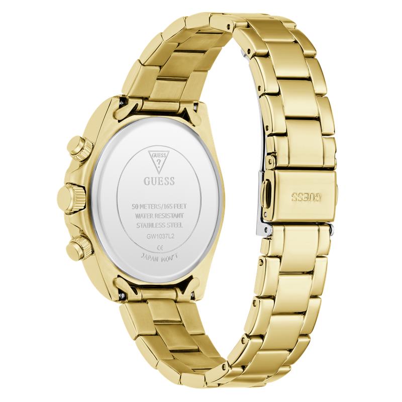 Guess Ladies Victoria Gold Tone Multi-Function Watch with Diamond-Studded Face